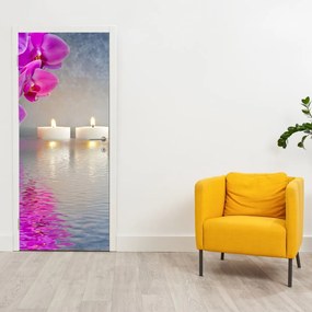 Fotótapéta ajtóra - Gyertyák a vízen (95x205cm)