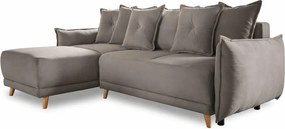 Világosbarna kordbársony kinyitható sarokkanapé (variálható) Lazy Lukka – Miuform
