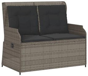 vidaXL szürke polyrattan dönthető kerti pad párnával