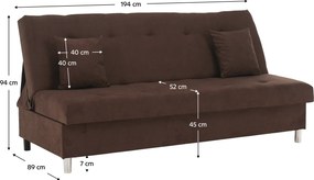 Kihúzható kanapé, barna, ALADA