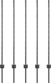 vidaXL Kerítésoszlop 5 pcs Szürke 120 cm Acél