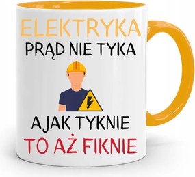 Sárga Bögre Ajándék Villanyszerelőnek Áram Nem Ketyeg A fényképes nyomattal