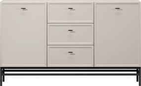 Lorini komód 150 cm - kasmír / fekete T-bar fogantyúk / fém lábak