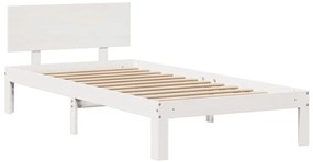 fehér tömör fenyőfa könyvespolcos ágy matrac nélkül 90 x 200 cm