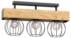 Felületre szerelhető csillár MENTON 3xE27/15W/230V fekete/barna/tölgy