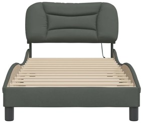sötétszürke szövet ágykeret LED-es matrac nélkül 80x200 cm