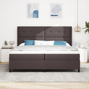 Boxspring Ágy Matraccal és LED világítással Sötétbarna 200x200 cm Szövet