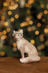 Jeges-szürke karácsonyi róka figura 9cm