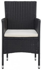 5 részes fekete polyrattan és üveg kültéri étkezőgarnitúra