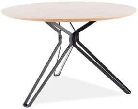 Tölgyfa étkezőasztal fekete lábakkal COLT 120x120
