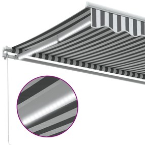 antracitszürke-fehér LED-es kézi napellenző 350 x 250 cm