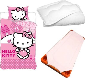 Hello Kitty Pink World gyerek, ovis ágyneműhuzat, derékalj és paplan/párna szett 100x135 cm 40x60 cm