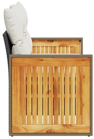 2 személyes fekete polyrattan kerti kanapé párnával