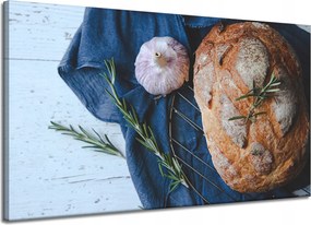 Vászonkép Kenyér Fokhagyma Reggeli Rozmaring Vintage 120x70