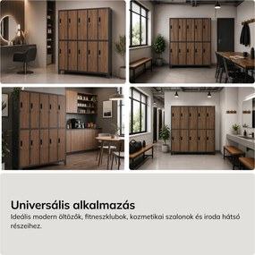 10 ajtós öltözőszekrény, antracit/dió, 1360x1720x450 mm: BARTEK Eco Design