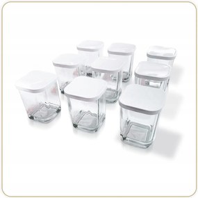 9 db-os 145 ml-es üvegtartály szett patentos fedéllel