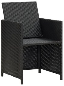 4 db fekete polyrattan kerti étkezőszék párnával