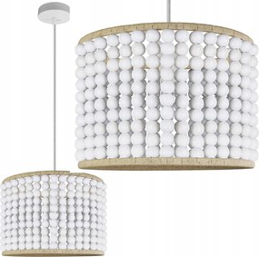 Falra szerelhető Függő Lámpa Fa Gyöngyök Boho Csillár E27 Fehér Ribe