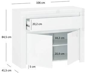Komód Leona 2D1S (fényes fehér). 1053000