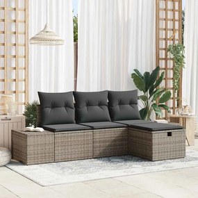 Kerti Kanapé Szett 4 pcs Szürke 55 x 62 x 69 cm Poli rattan