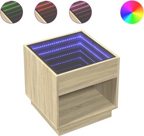 vidaXL sonoma tölgy végtelen hatású LED-es dohányzóasztal 50x50x50 cm