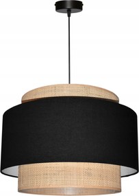 Mennyezeti Függő Lámpa Lámpabúra 45/30 E27 Fekete Mirano Rafia Ratan Boho