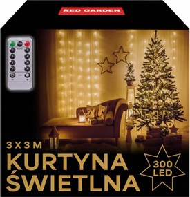 FĂ©nyfĂŒggöny 300LED KarĂĄcsonyfa LĂĄmpa FĂŒzĂ©r TĂĄvirĂĄnyĂtĂł FehĂ©r Meleg 3x3m