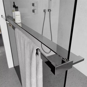 Stuxi Milano Easy Kombi Plus 2 Walk-in zuhanyfal, 80x110 cm, 8 mm vastag vízlepergető biztonsági üveggel, helytakarékos stabilizátorral, 2 polccal