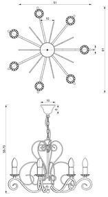 MAURO láncos csillár 7xE14/60W/230V