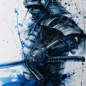 Poszter 100x100cm Szamuráj kékben