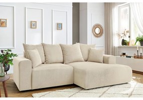 Krémszínű bársony sarokkanapé Enjoy – Bobochic Paris