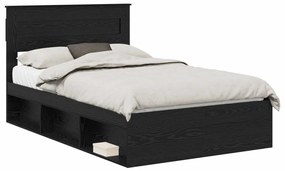 vidaXL Ágykeret matracmal fiókkal Fekete 120 x 200 cm Tömör fenyőfa