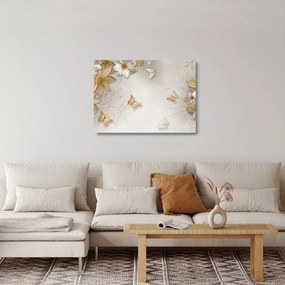 Kép - virágok pillangókkal (üvegen) (70x50 cm)