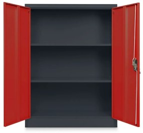 Közepes univerzális fém szekrény, 90 x 40 x 120 cm, hengerzár, piros - ral 3000