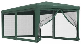 zöld HDPE rendezvénysátor 6 hálós oldalfallal 3x6 m