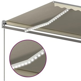 krémszínű automata szélérzékelős és LED-es napellenző 6 x 3 m