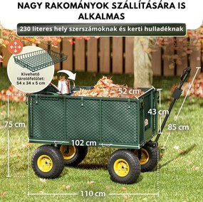 HECTOR szállítókocsi, max. 550 kg, 110x75x52 cm, zöld Gardebruk