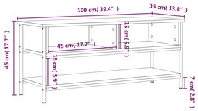 szürke sonoma színű szerelt fa TV-szekrény 100 x 35 x 45 cm