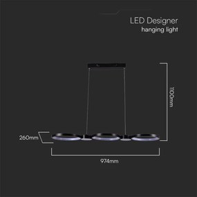 LED Csillár zsinóron LED/38W/230V 3000K fekete