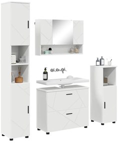 Fürdőszoba bútor szett 4 pcs Fehér 30 x 35 x 192 cm Faanyag