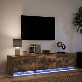 füstös tölgy színű szerelt fa TV-szekrény LED-del 165x34x40 cm