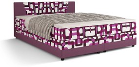 Franciaágy Boxspring 180 cm Linda Comfort (minta + lila) (matraccal és tárolóhellyel). 1056059