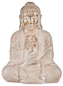 Dekoratív kerti figura Buddha szobor Fehér Arany 49 cm