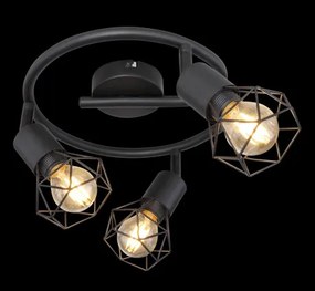 Globo 54802S-3 Mennyezeti spotlámpa, fém fekete, fekete fém rács, ø:230mm, M:180mm, 3xE14 40W 230V izzók nélkül