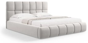 Világosszürke bársony kárpitozott ágyneműtartós franciaágy ágyráccsal 200x200 cm Bellis – Micadoni