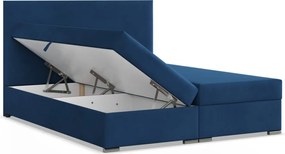 Agen ágy, bársony, 180 x 200, ágyneműtartóval, kék