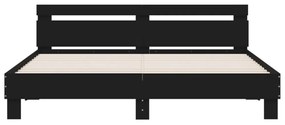 fekete ágykeret fejtámlával és LED-del 200 x 200 cm