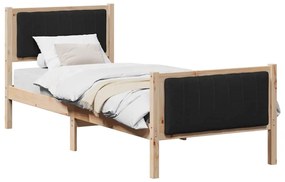 Ágykeret fejtámlával Barna és fekete 75 x 190 cm Tömör fenyőfa