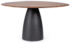 NOVELLA kerek mangófa étkezőasztal - 140cm - fekete