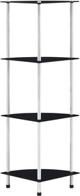 vidaXL 4 szintes fekete edzett üveg polc 30 x 30 x 100 cm